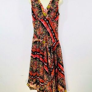 Rabbit Rabbit Rabbit Sz12 Floral Dress Asymmetrical Skirt Fully Lined Stretch